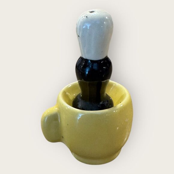 Vintage Shaving Mug and Brush Salt and Pepper Shakers, - Picture 2 of 3